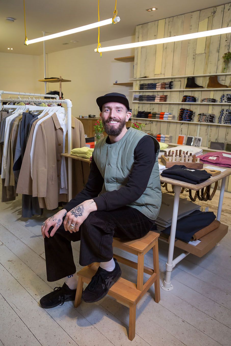 Portrait of a clothes shop owner in London Bloomsbury
